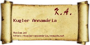 Kugler Annamária névjegykártya